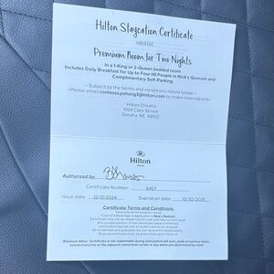 Hilton Staycation Certificate